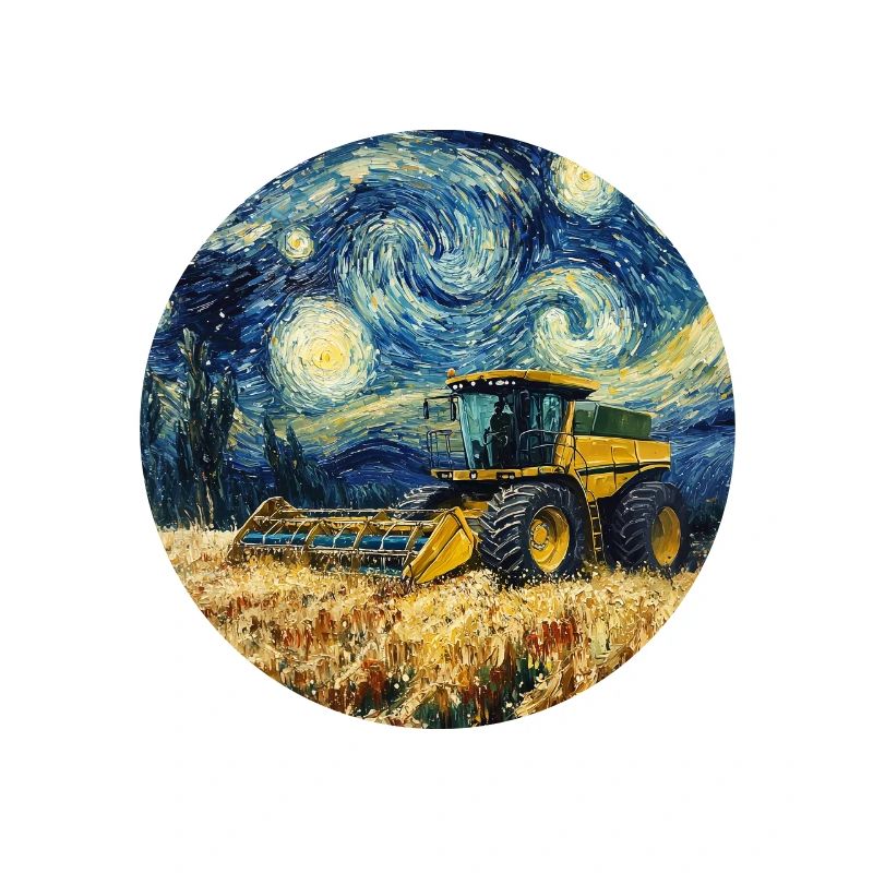 moissonneuse-batteuse fermier style van gogh étoilé