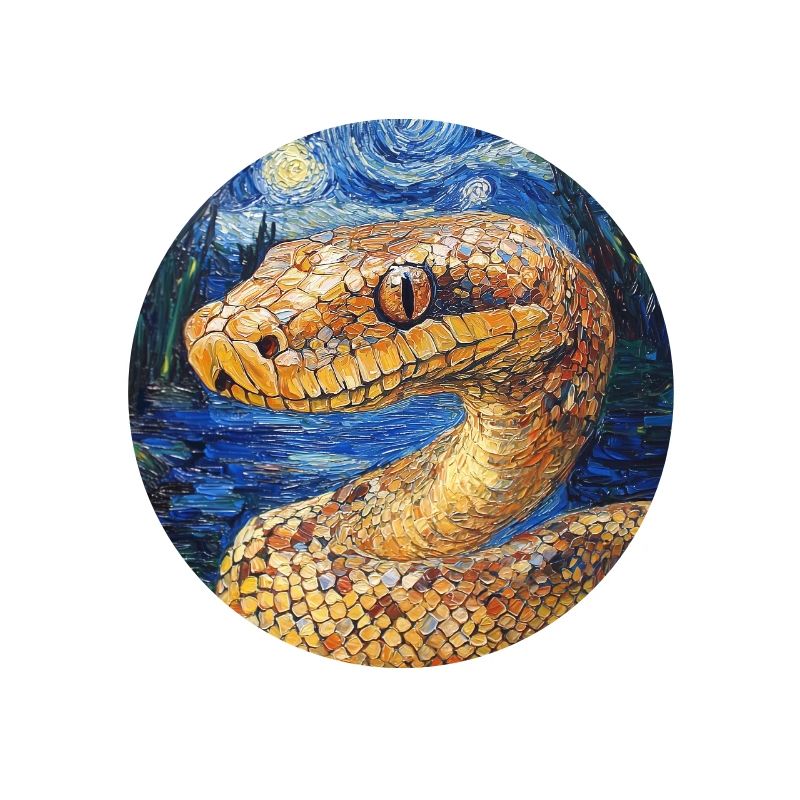 Serpent Python Style Van Gogh Nuit étoilée