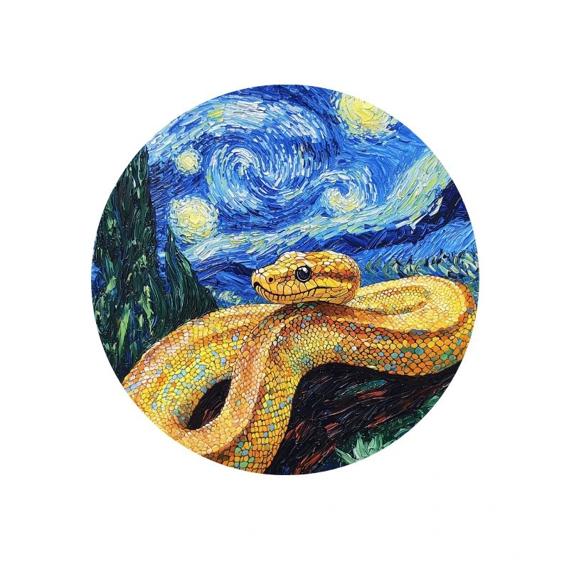 Serpent Python Style Van Gogh Nuit étoilée