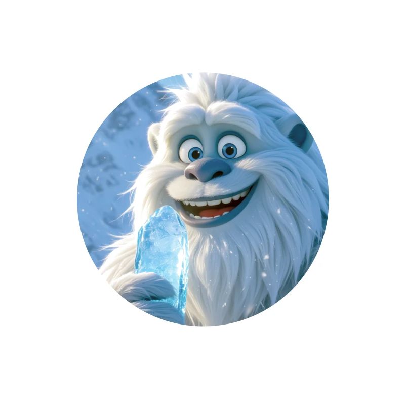 Yéti joueur mangeant de la crème de glaçon géant