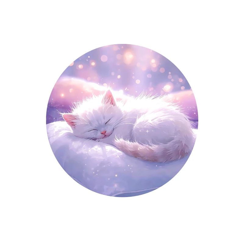 Verträumte schlafende Katze mit funkelndem Hintergrund