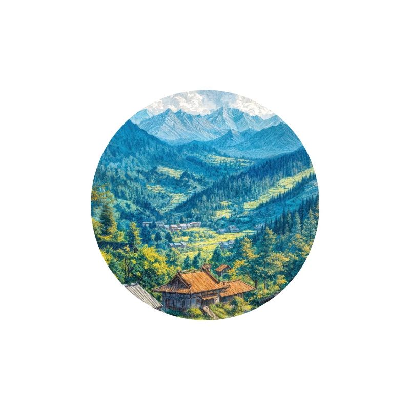 Illustration einer japanischen Landschaft