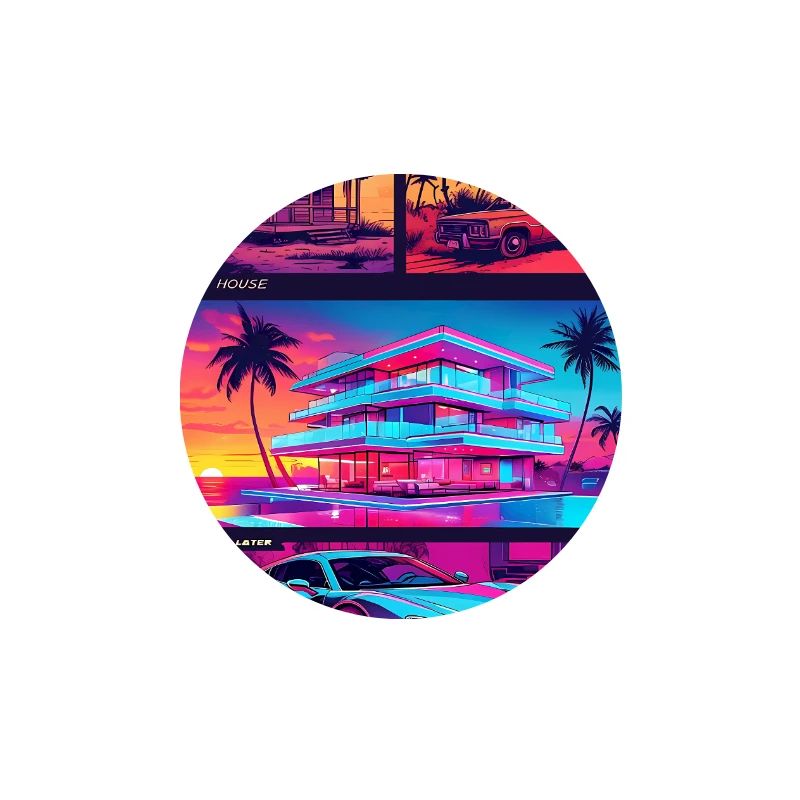 PRO PLAYER VILLA - Neon Synthwave Gaming Art