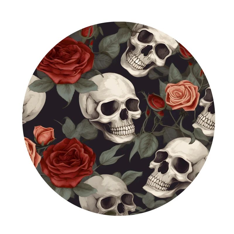 Skulls & Red Roses Pattern Dark Elegant Gothic