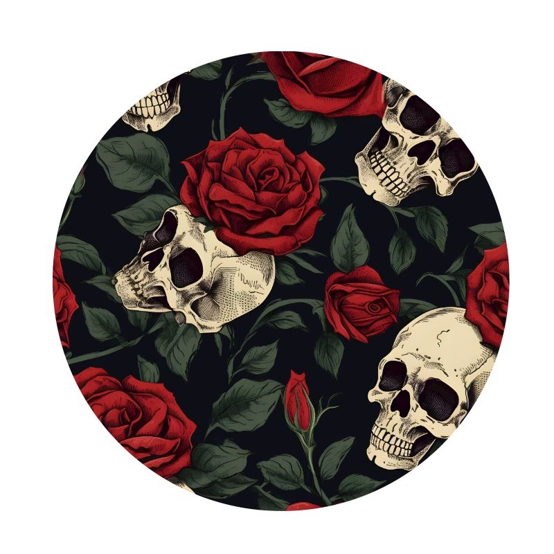 Totenköpfe & Rote Rosen Dunkles elegantes Gothic-Muster