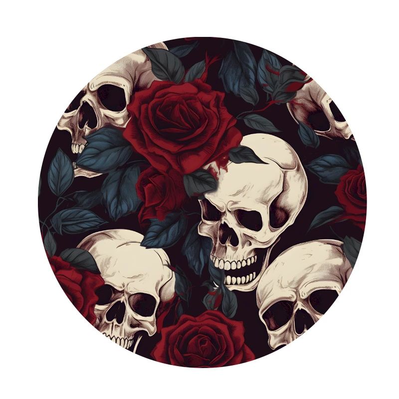 Rote Rosen &; Totenköpfe Muster Dunkel Elegant Gothic