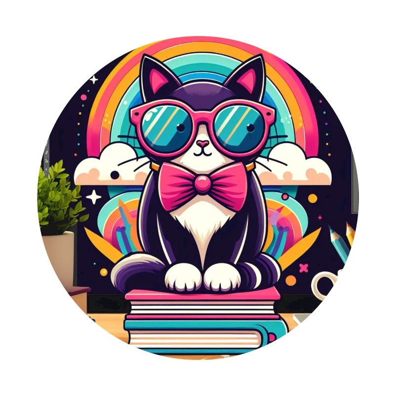 Studious cat with glasses