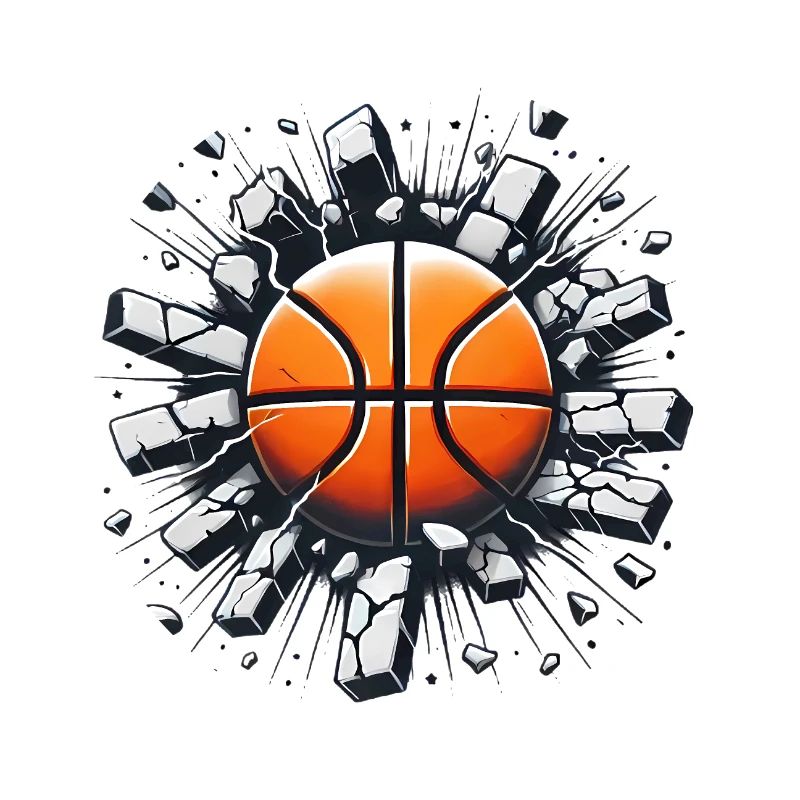 Le basket-ball s’écrase à travers la conception des murs