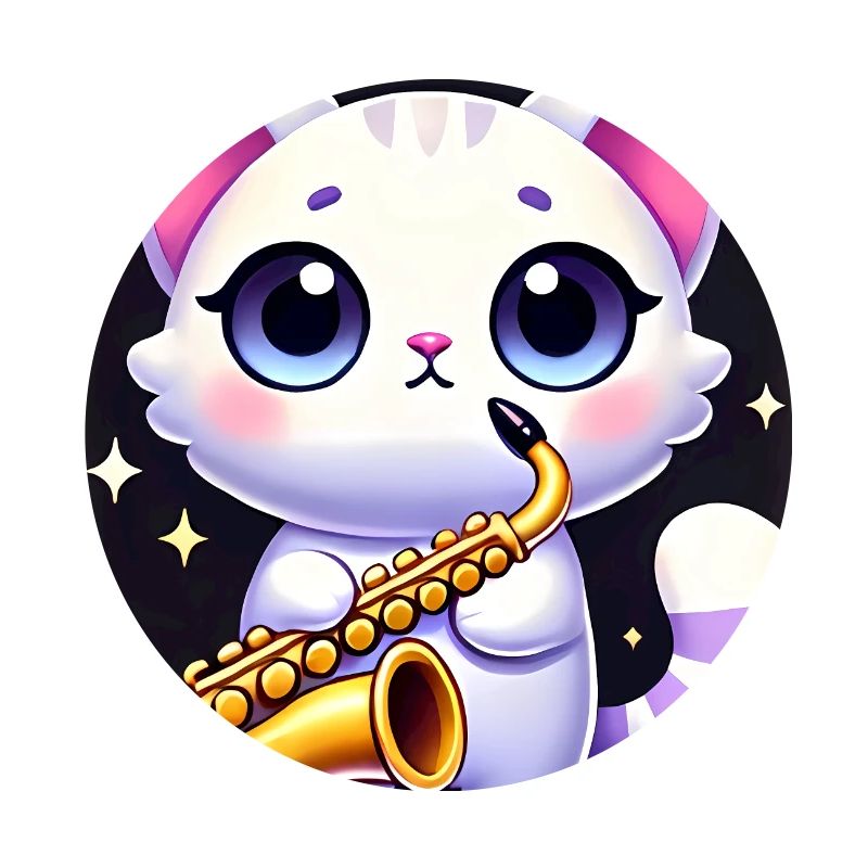 Conception de dessin animé de chat de saxophone mignon