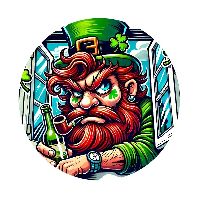 Grumpy Leprechaun St Patricks Window