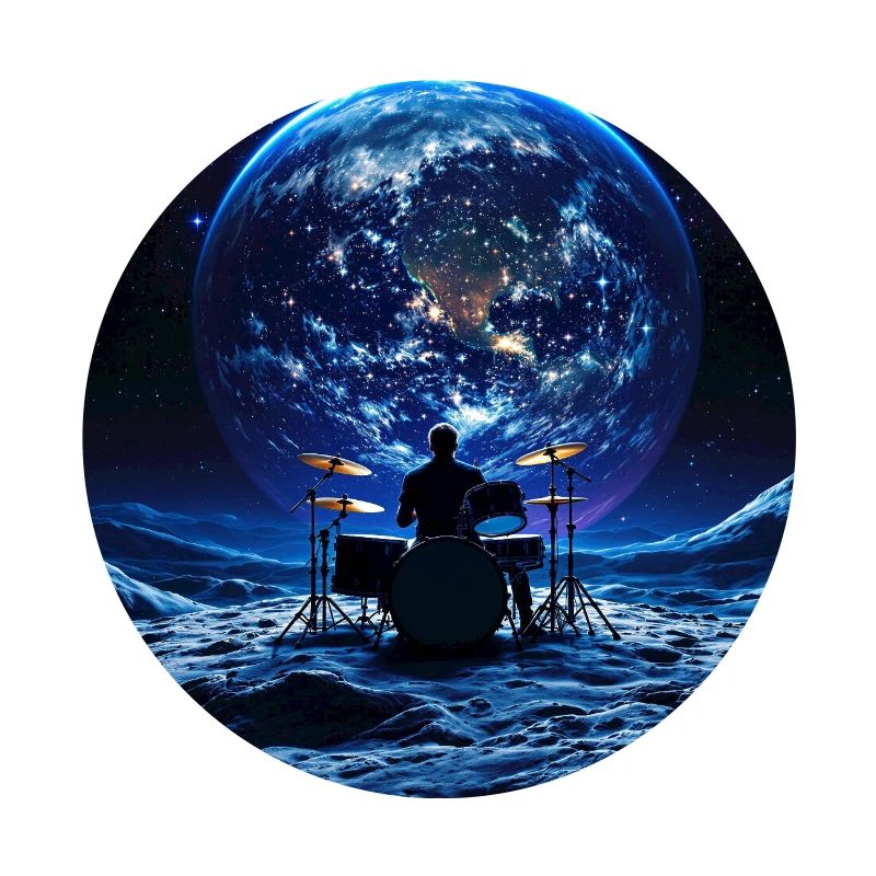 Batteur sur la Lune devant la Terre dans l’espace