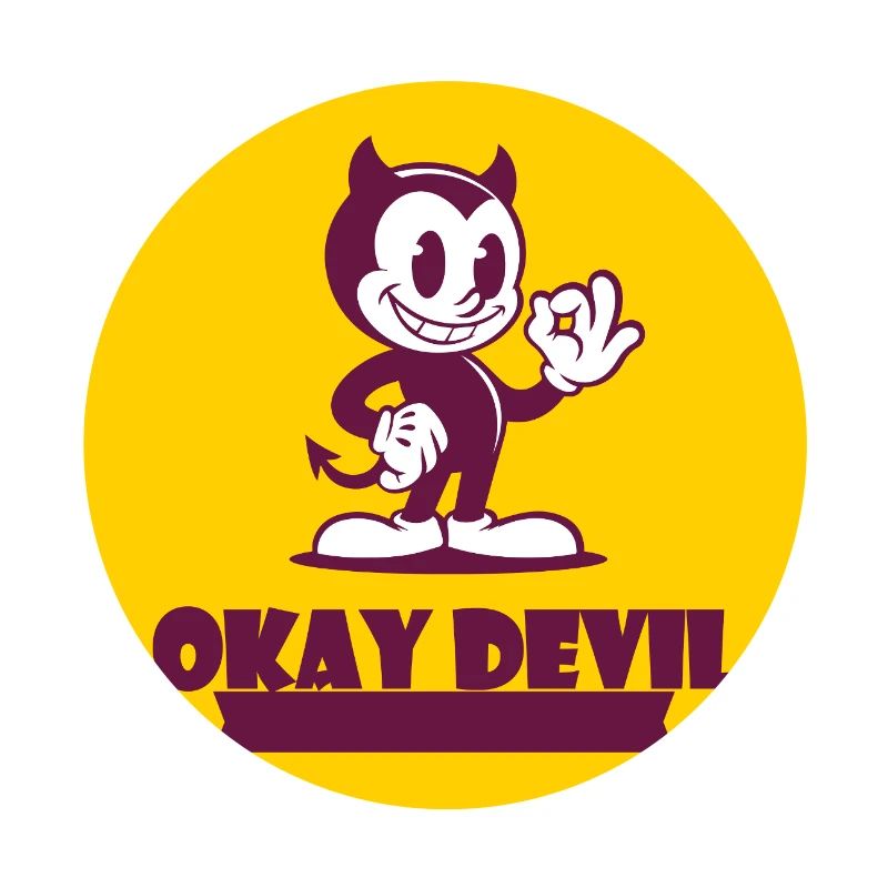 Okay Devil Mascot on Yellow