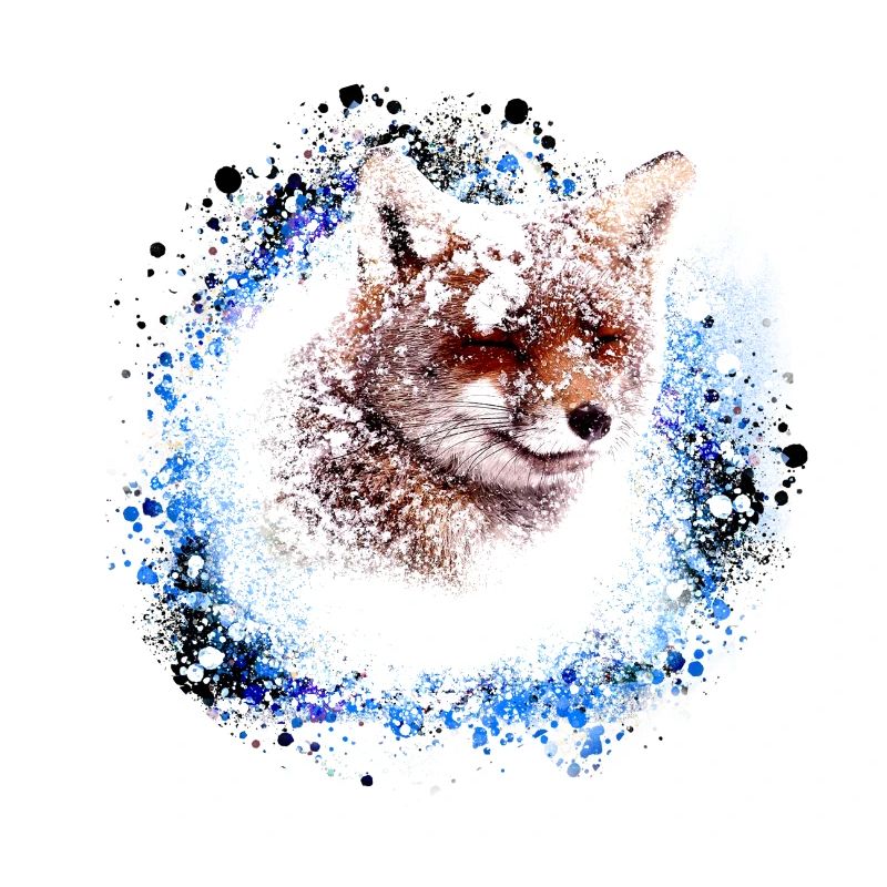 fuchs ,Graffiti, Malerei,fuchs im schnee, schnee