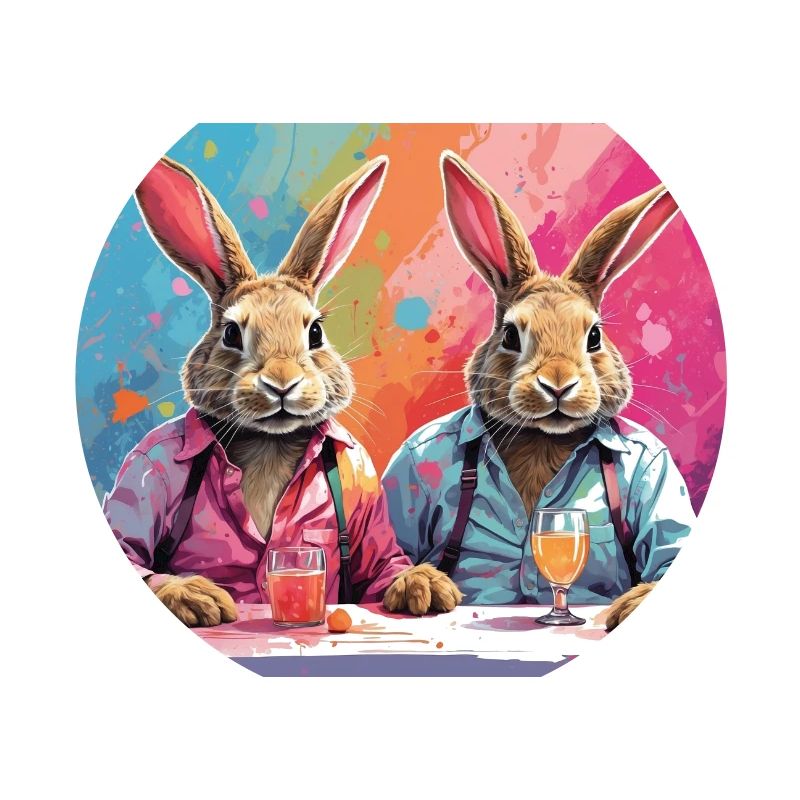 Comicstyle easterrabbits in a bar