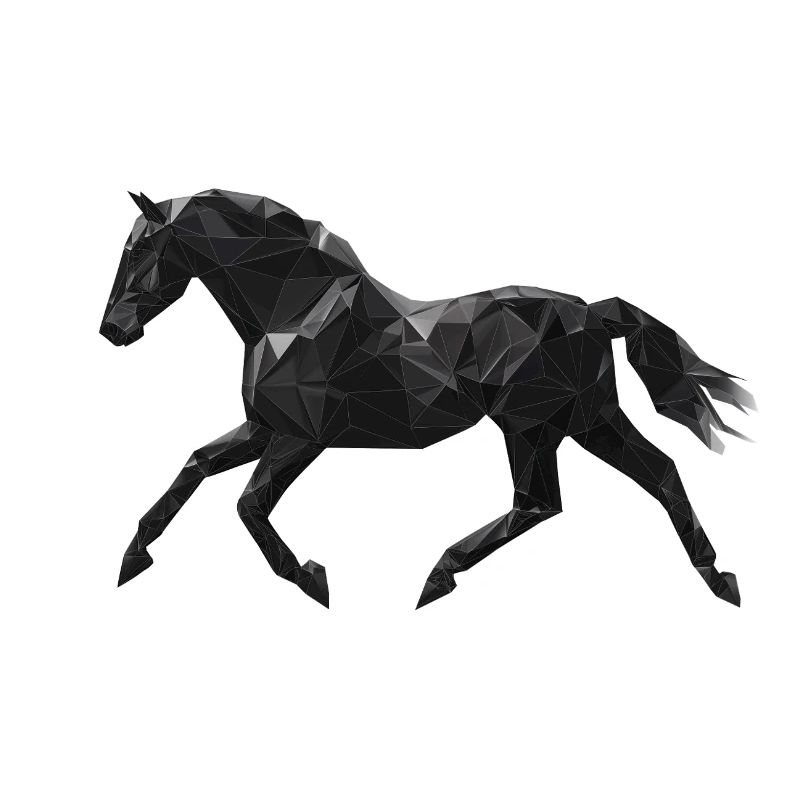Schwarzes Pferd Low Poly Logo Art Design Rappe