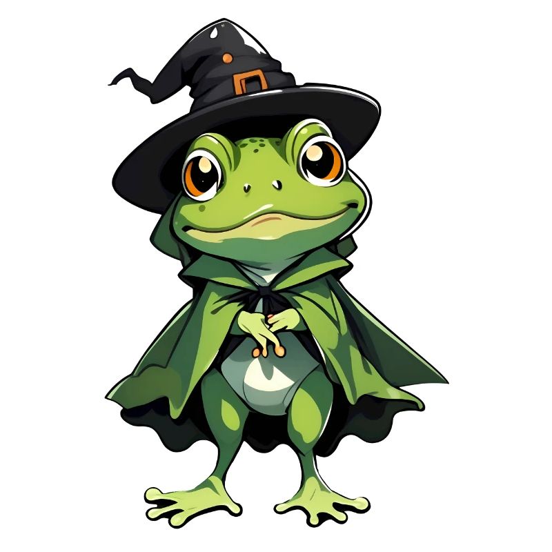 Cute Halloween frog with witch hat.