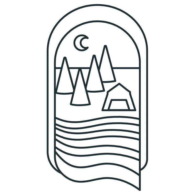 CAMP BOHO Forest avec arbres et rivière