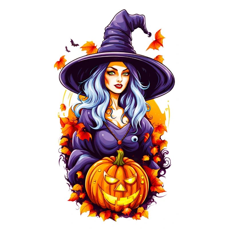 Halloween Hexe mit Kürbiskopf