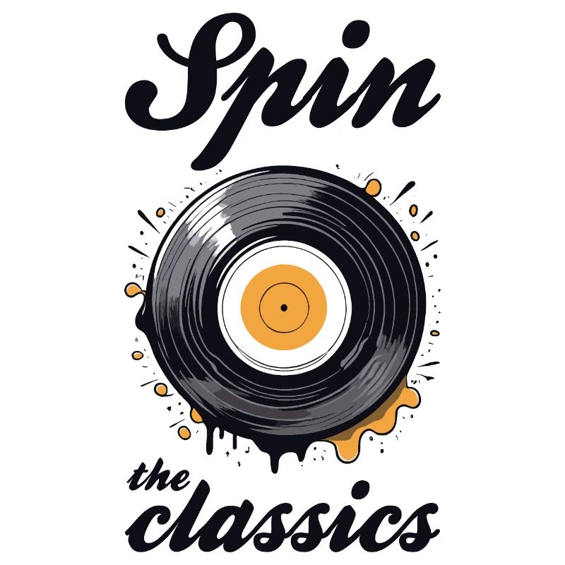 Spin the classics. Vinyl disk graphic.