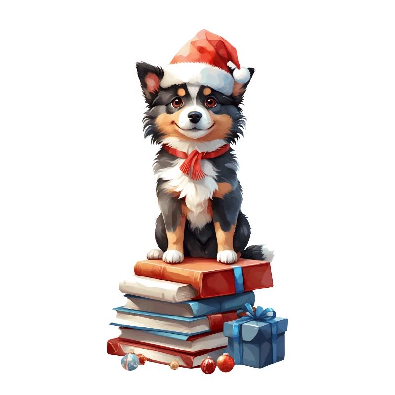 Noël avec chien, chiot Sheltie mignon