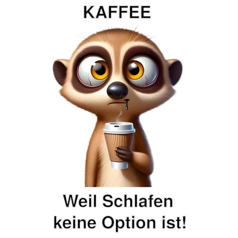 Müdes Erdmännchen mit Kaffee