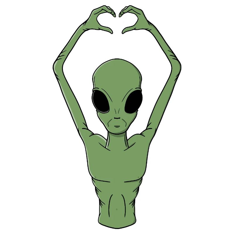 Alien-Herz-Pose