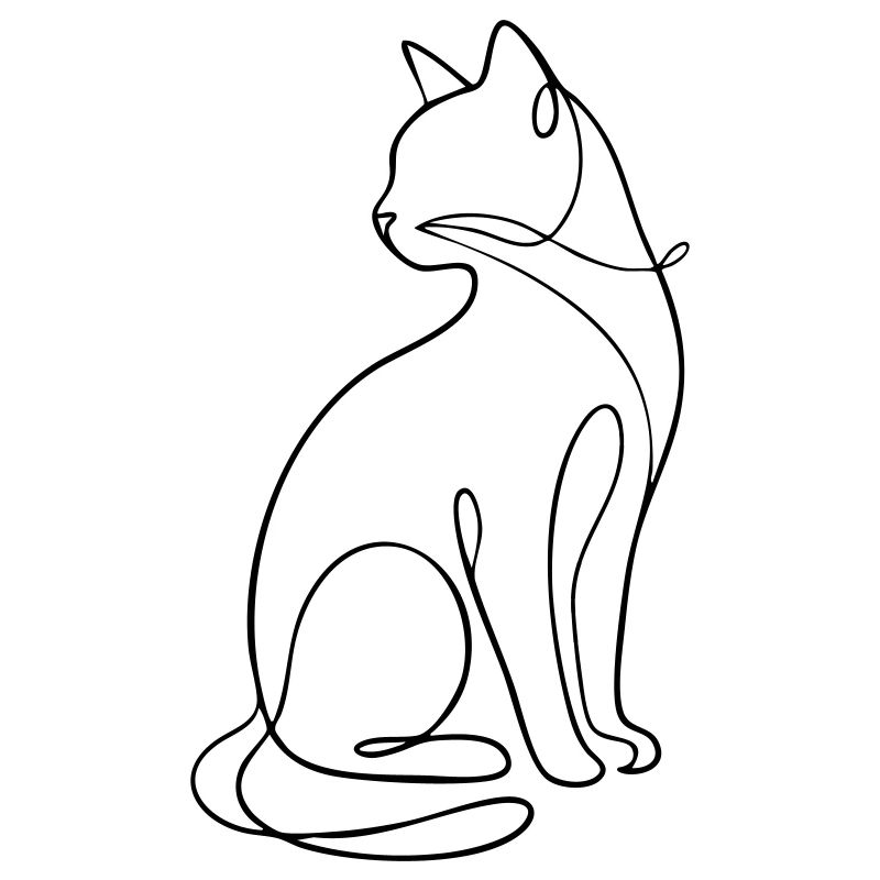 Silhouette du chat assis à une ligne