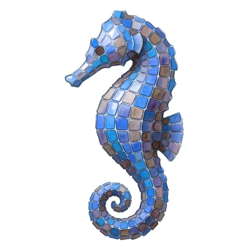 Mosaïque de l’hippocampe - Conception de la mer bleue