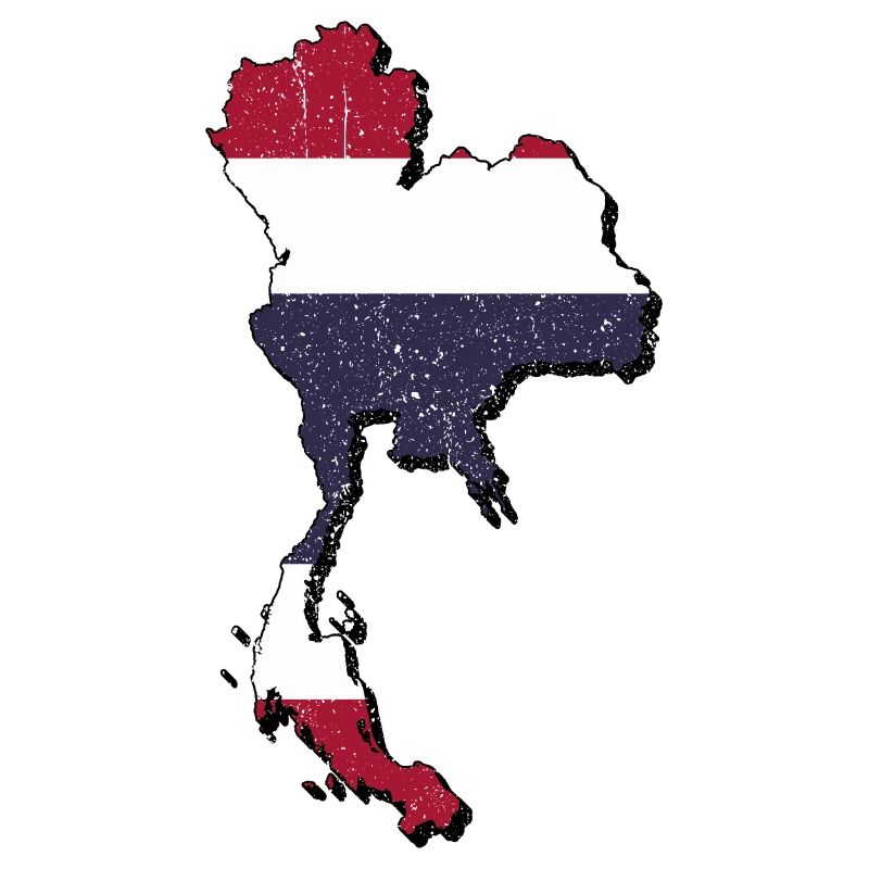 Carte de la Thaïlande avec le drapeau thaïlandais