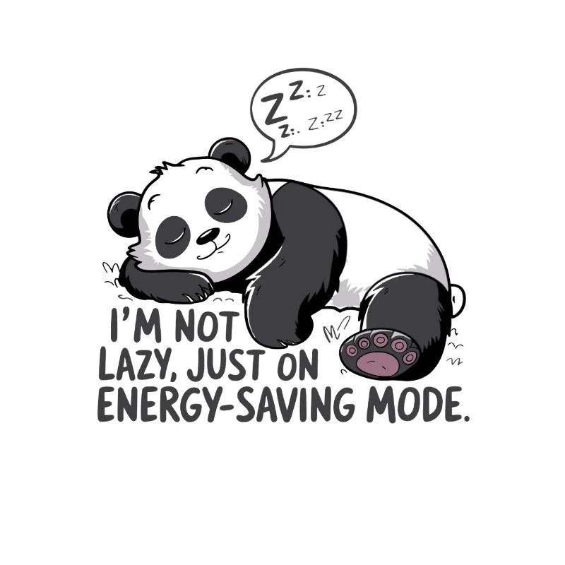 Lazy Panda in Power Saving Mode Relax and
