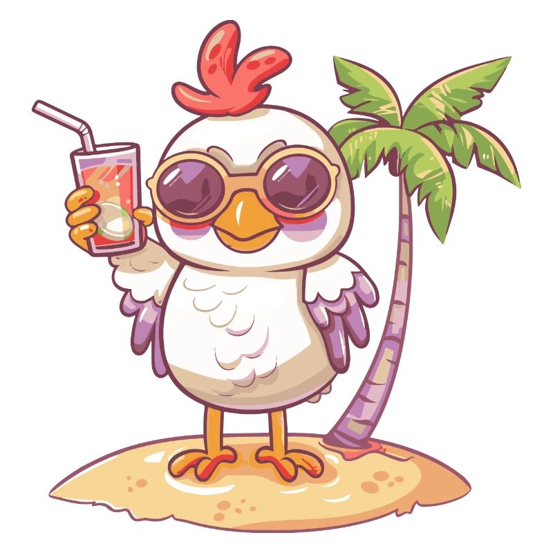 Chicken Summer Beach Comic
