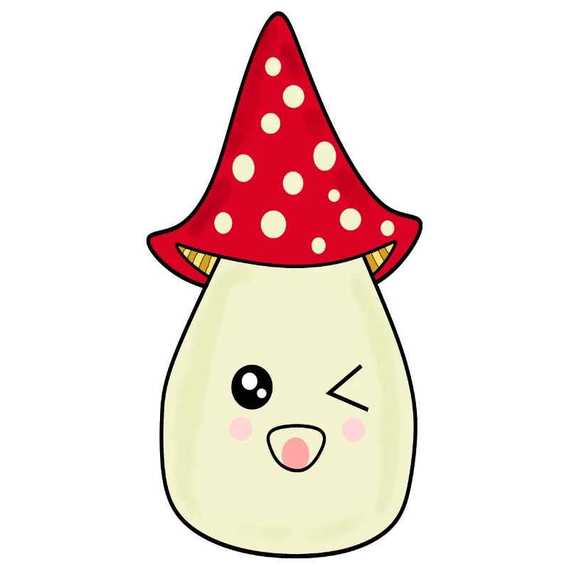 Kawaii Mushroom Toadstool cute red with face