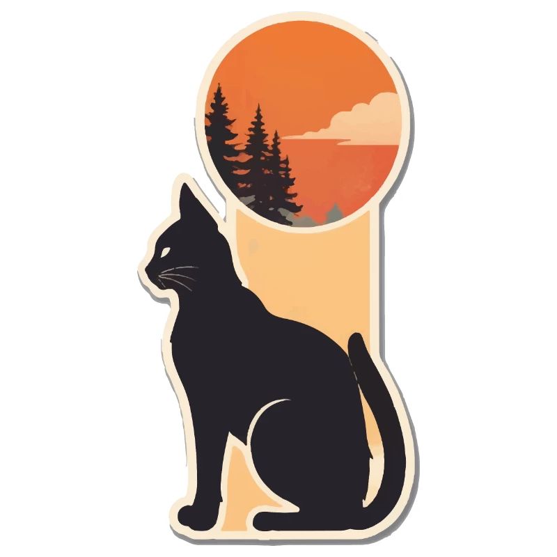 Chat mignon Vintage coucher de soleil