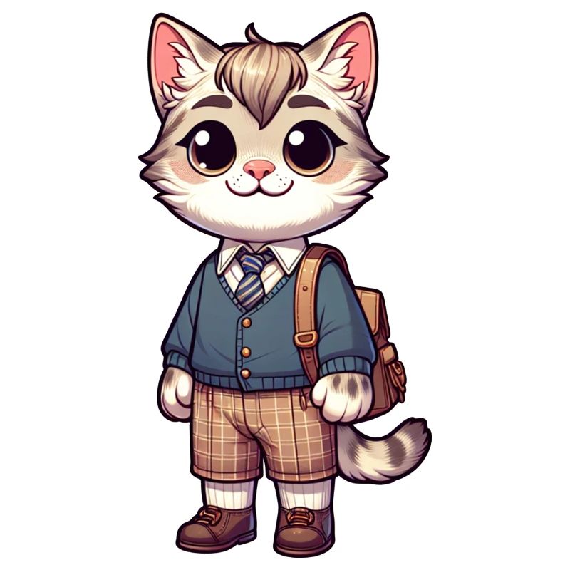 Chat écolier mignon