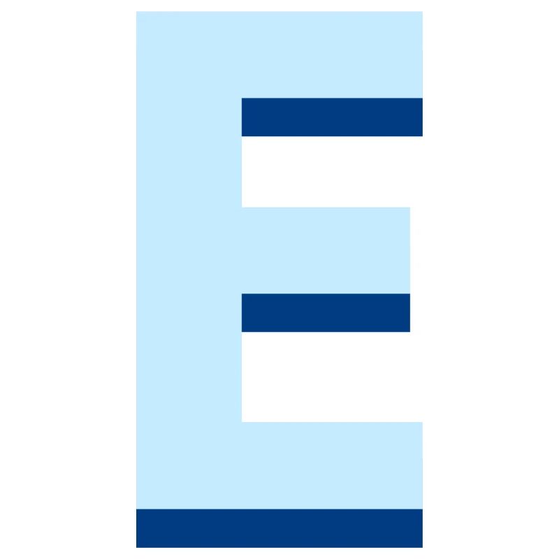 Pop and modern blue letter e