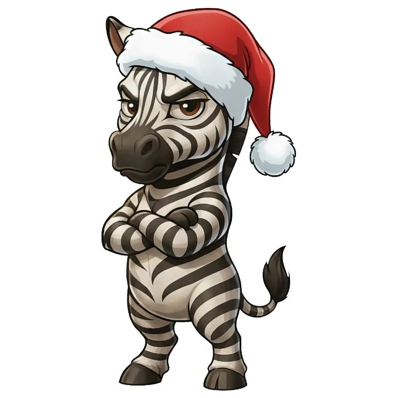Annoyed Zebra Christmas Hat Grumpy Christmas