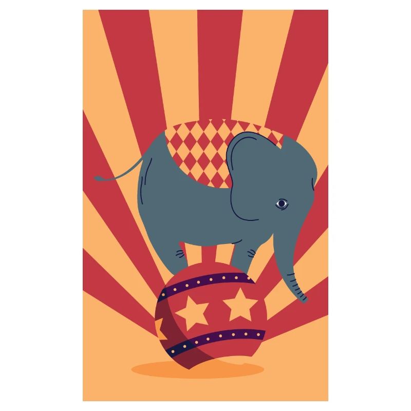 Retro -Elefant Einradfahrer Gift