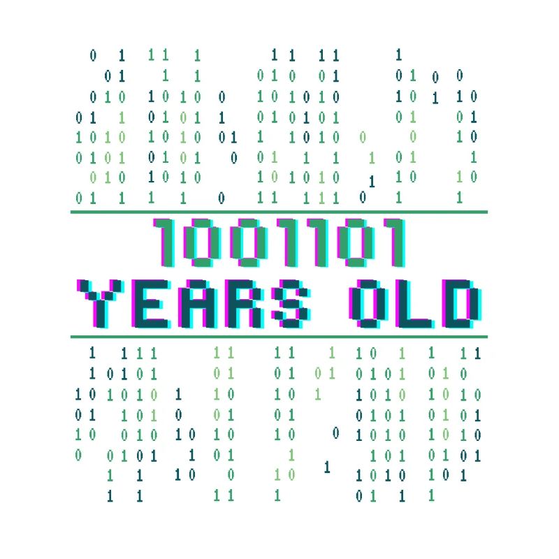 77e anniversaire 77 ans Code binaire Informatique