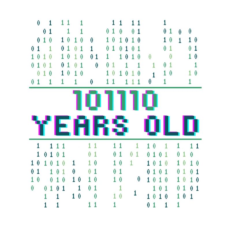 46th Birthday 46 years old Binary Code Computer Science