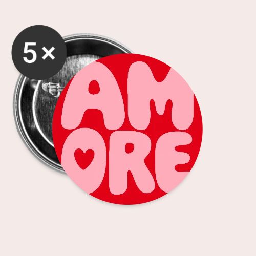 AMORE Różowo-Czerwony PLAKAT Design - Przypinka mała 25 mm (pakiet 5 szt.)