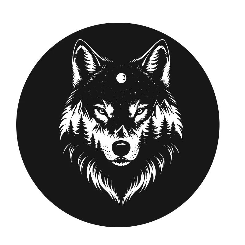 Black Wolf Wolf Portrait. Wolf design