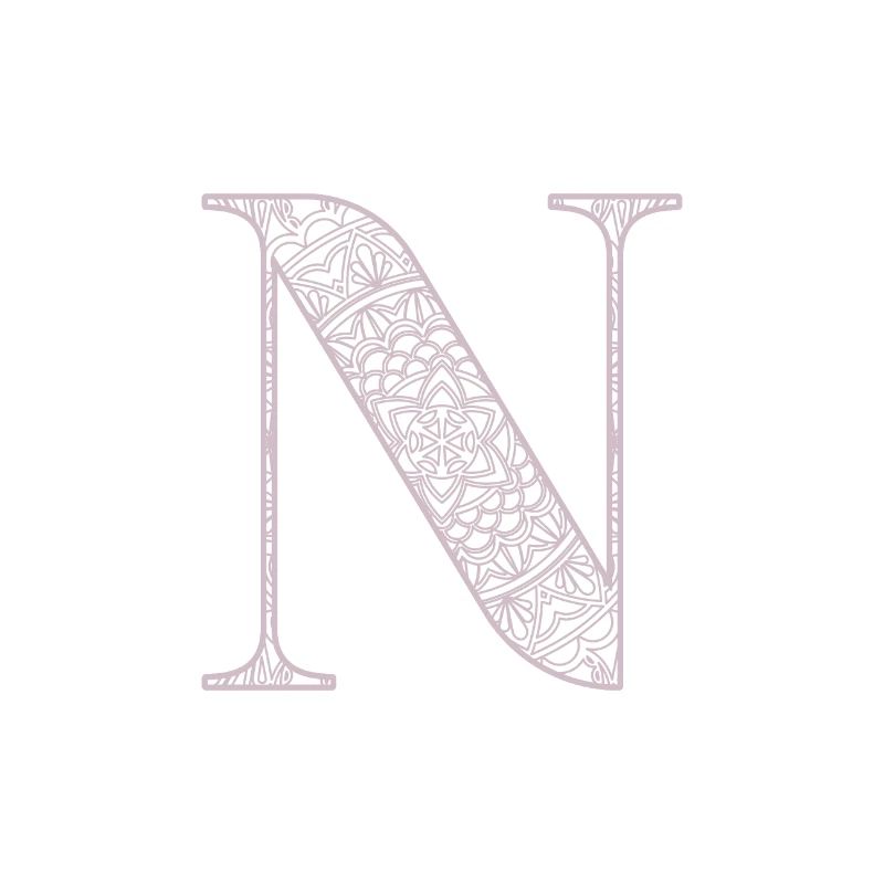 Mandala Monogram Initial in Dusky Pink - Letter N