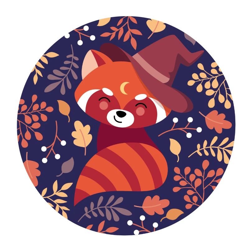 roter Panda mit Herbstmuster