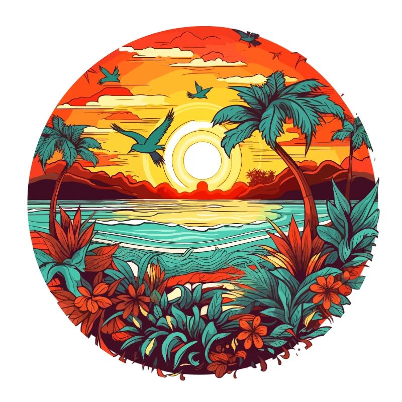 Coucher de soleil sur la plage d’été