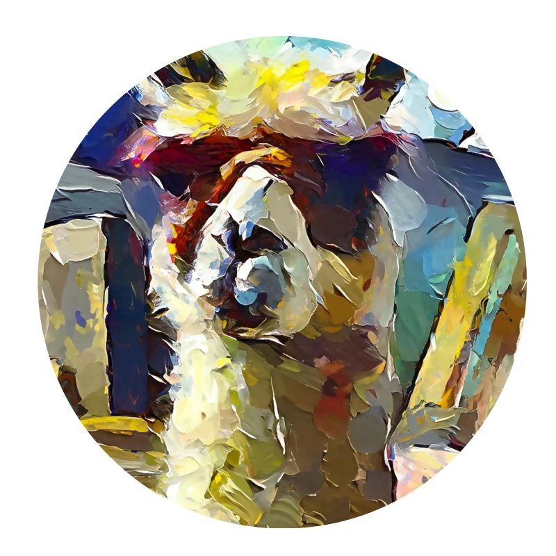 Abstraktes farbiges Ölgemälde eines Lamas