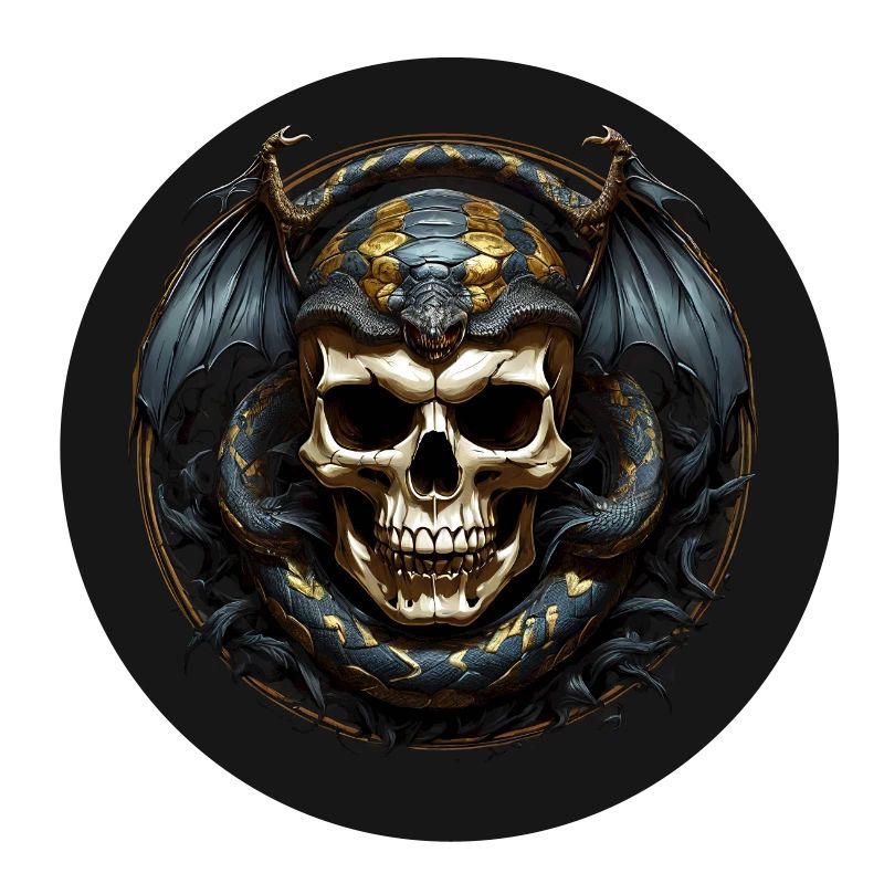 Dekorativer Schädel mit Schlangen