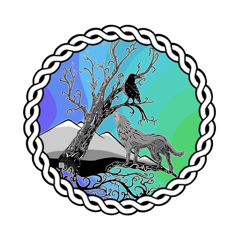 Fantasy Relationship Wolf and Raven Celtic circle