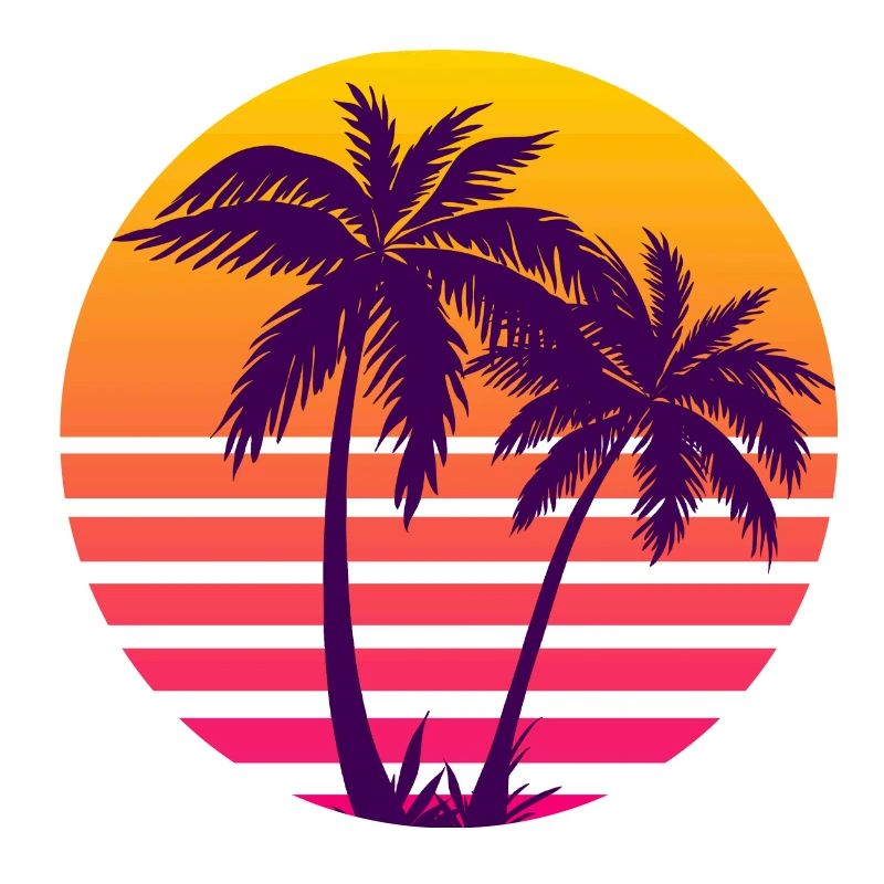 Outrun Retro Sun Palm Trees
