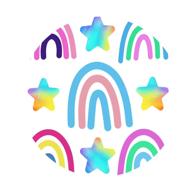 bunter Regenbogen und Sterne