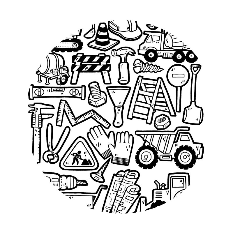 Construction Site Excavator Construction Worker Crane Helmet Tool